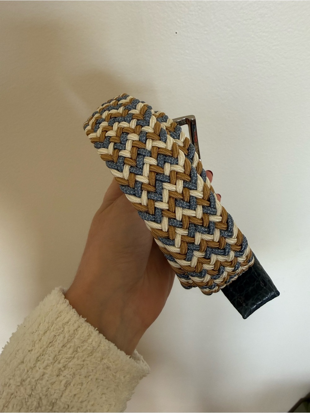 W. Kleinberg Braided Men’s Belt in Blue, Tan & Cream